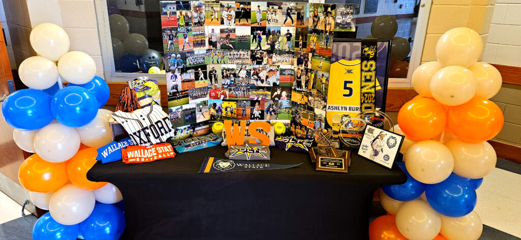 Ashlyn Burns’ memorabilia table at Monday’s signing ceremony at Oxford High School